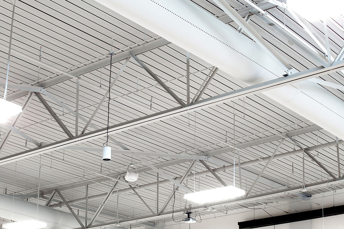 Ceiling view showing Vulcraft hanging solutions